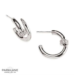 Silver Crest Earrings, Park Lane Jewelry, small hoop, Sealed, New With Tags